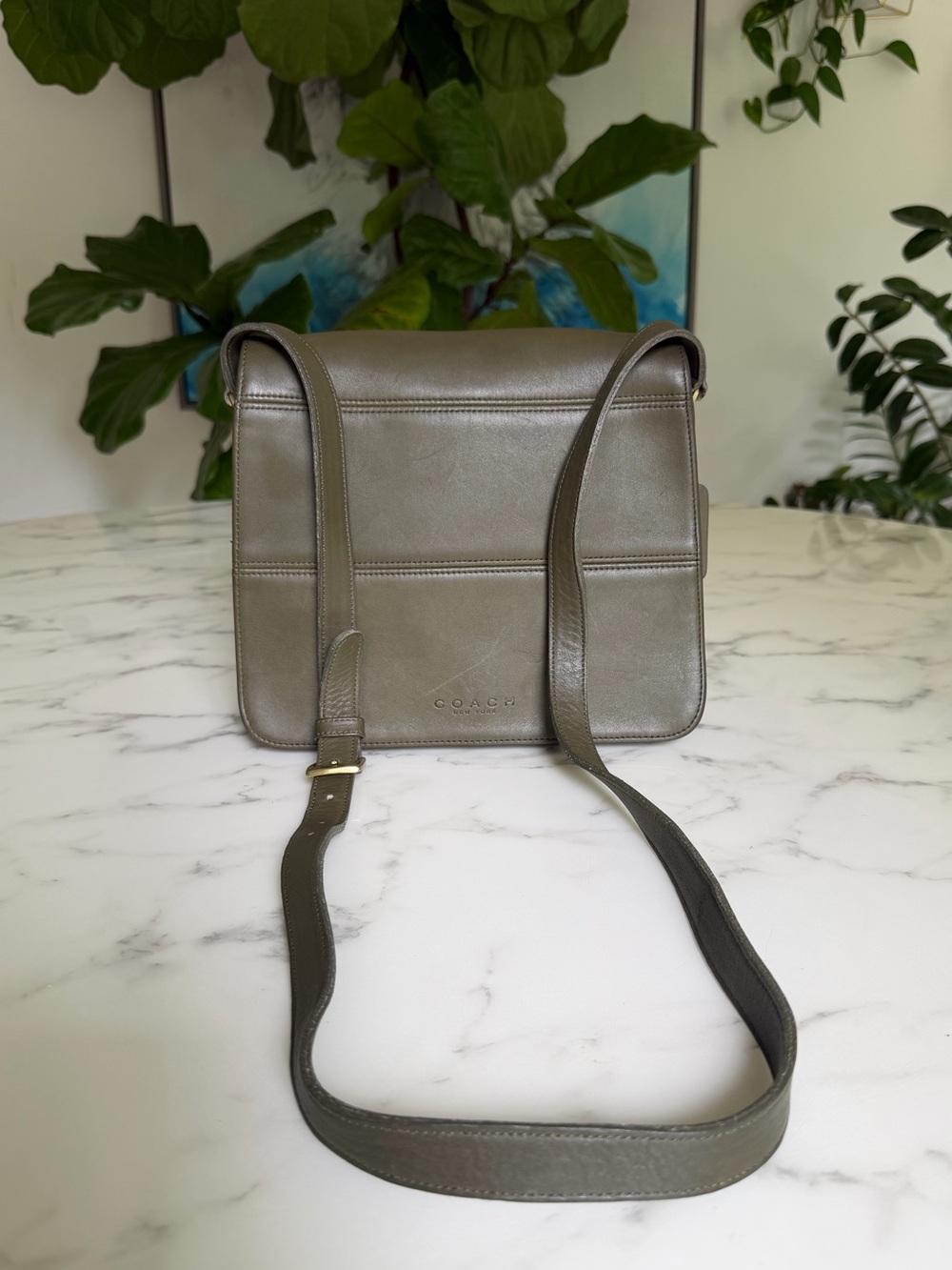 Coach Vintage Tribeca Flap Leather Crossbody Bag 9092 Loden Green 90's USA - Picture 15 of 16